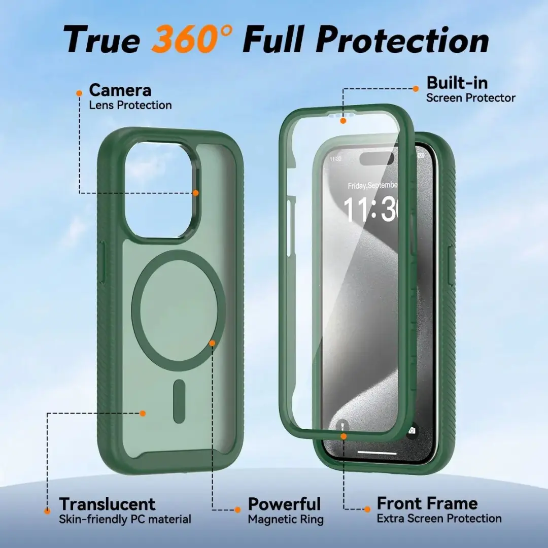 Selected by GSMpunt.nl iPhone 15 Pro Hoesje Matte Groen - Met Screenprotector & MagSafe - afbeelding 6 van 6