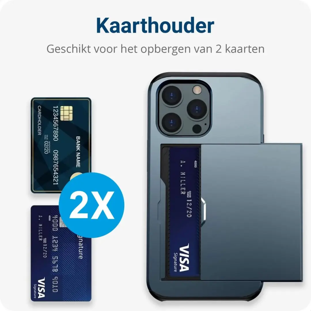 Selected Hoesje iPhone 15 Pro - Blauw - 2 Pasjes
