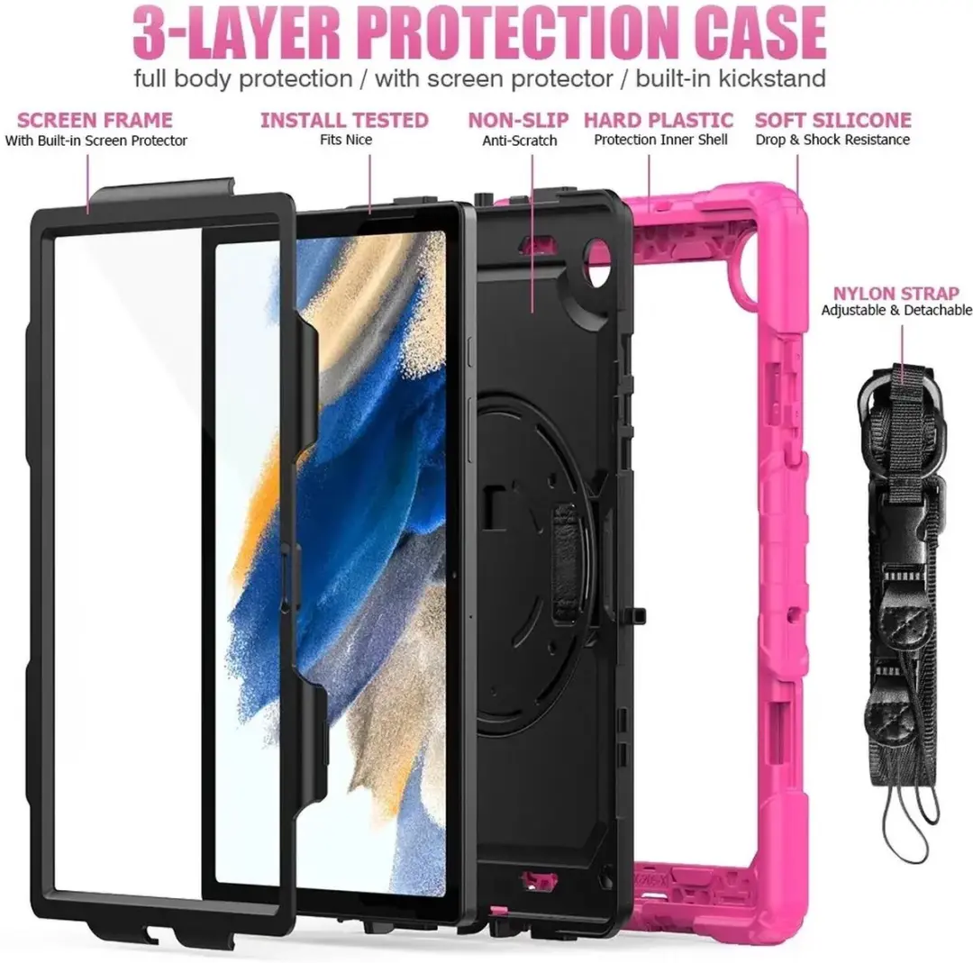 Selected Hoes Samsung Galaxy Tab A8 2021 - Roze - 360° Handriem