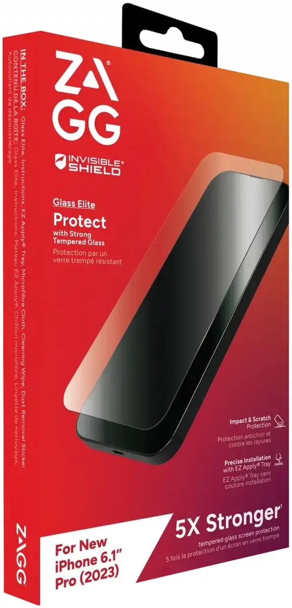 ZAGG InvisibleShield Glass Elite iPhone 15 Pro - Antibacterieel