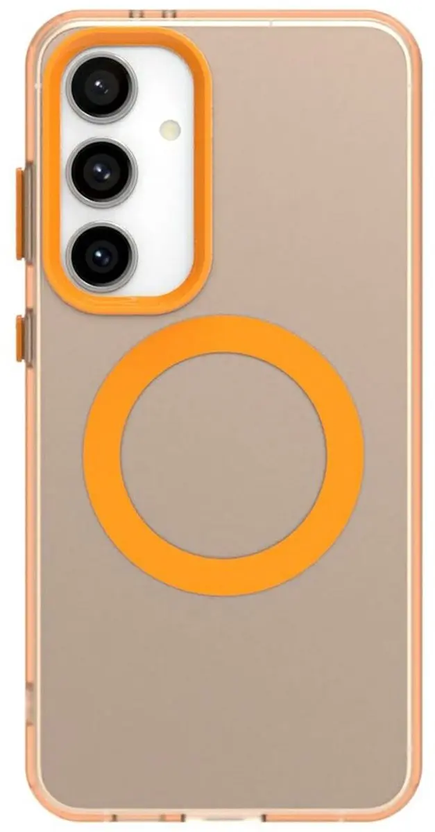 Selected MagSafe Backcover Hoesje Samsung Galaxy S25/S24 - Oranje & Transparant