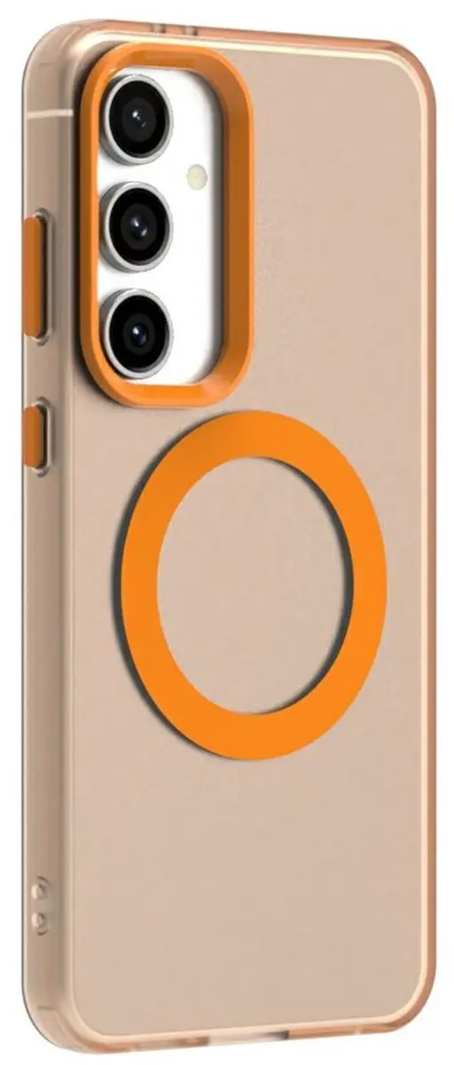 Selected MagSafe Backcover Hoesje Samsung Galaxy S25/S24 - Oranje & Transparant