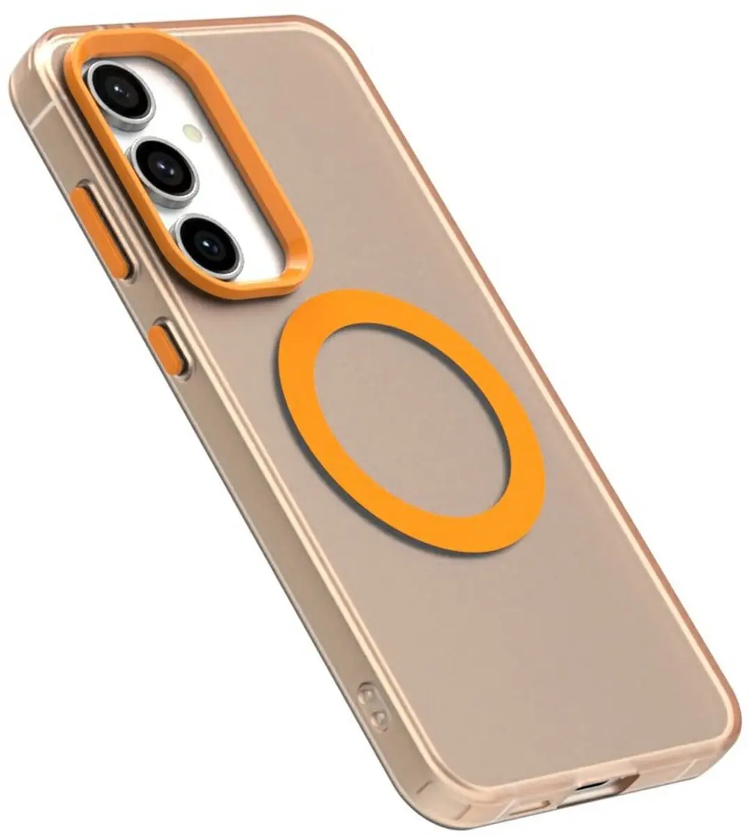 Selected MagSafe Backcover Hoesje Samsung Galaxy S25/S24 - Oranje & Transparant - afbeelding 6 van 6