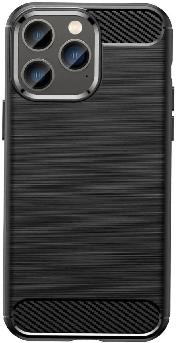 Selected Geborsteld TPU Hoesje iPhone 14 Pro - Zwart