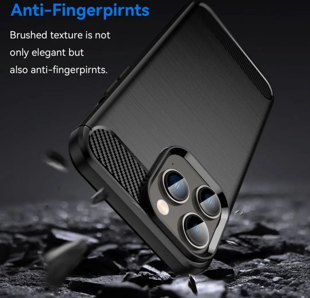 Selected Geborsteld TPU Hoesje iPhone 14 Pro - Zwart