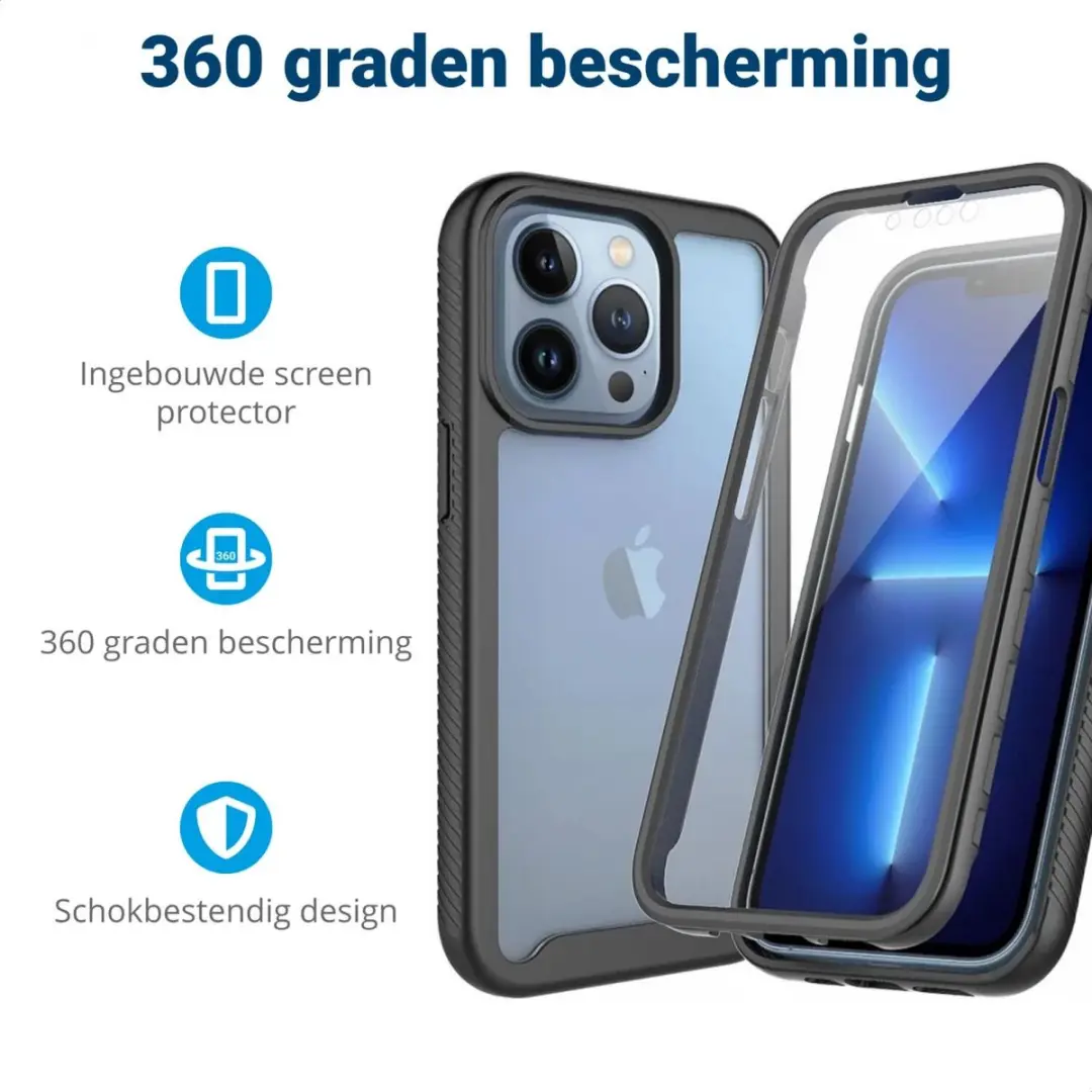 Selected by GSMpunt Hoesje iPhone 13 Pro Max - Full Protect - Zwart/Transparant