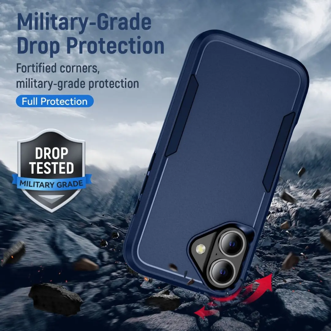 Selected Back Cover iPhone 16 Rugged Hoesje - Blauw