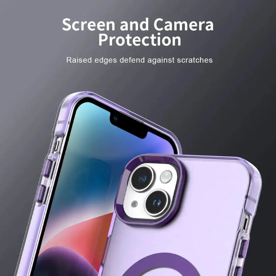 Selected MagSafe Backcover iPhone 15 - Paars & Transparant
