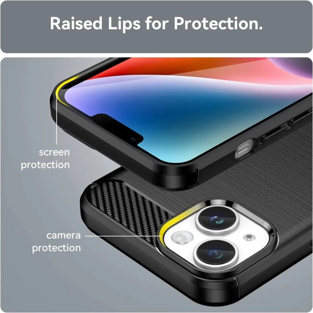 Selected Geborsteld TPU Hoesje iPhone 14 - Zwart