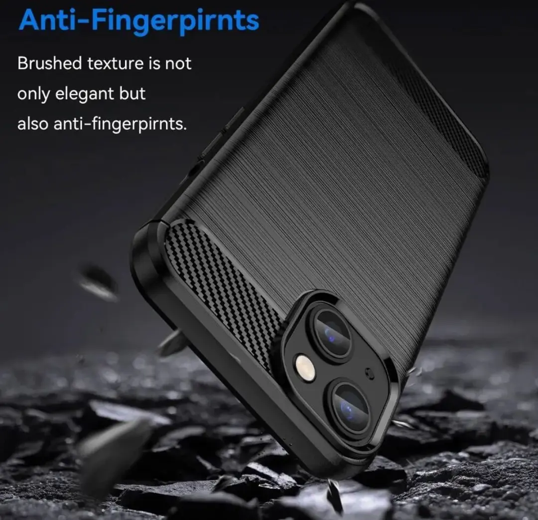 Selected Geborsteld TPU Hoesje iPhone 14 - Zwart - afbeelding 6 van 6