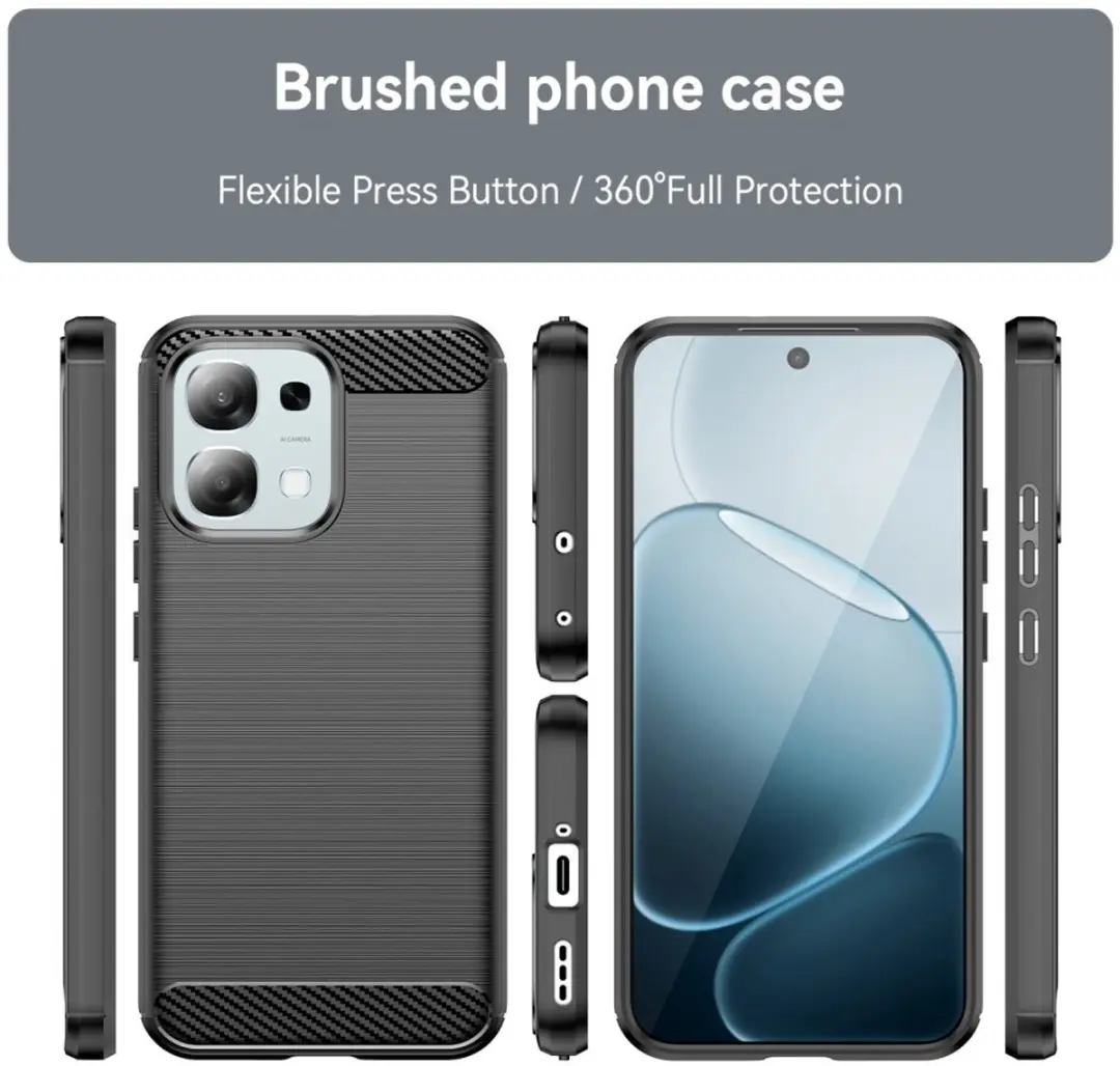 Selected Geborsteld TPU Hoesje Oppo A6 Pro - Zwart