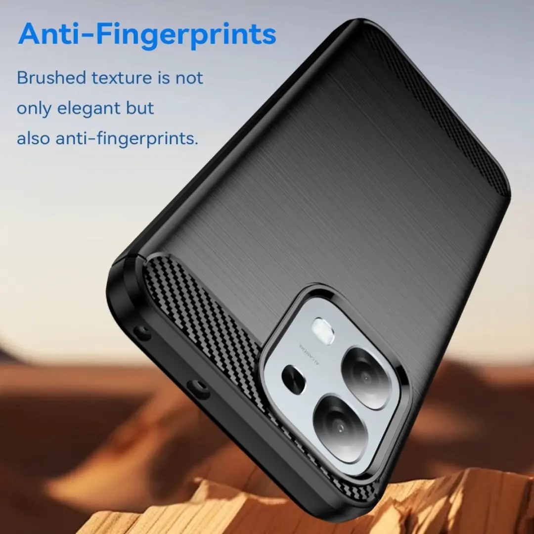 Selected Geborsteld TPU Hoesje Oppo A6 Pro - Zwart