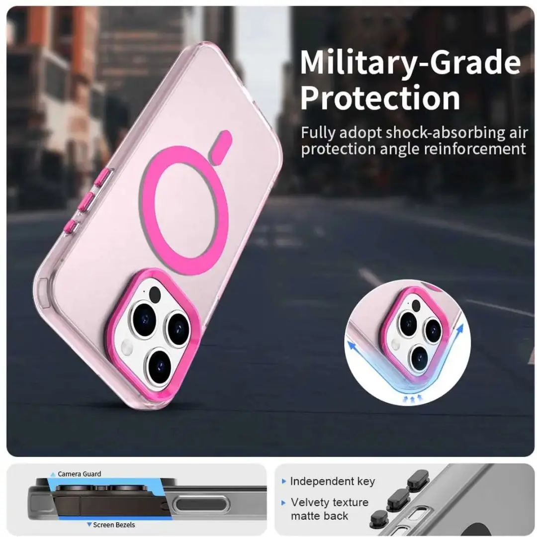 Selected MagSafe Backcover iPhone 15 Pro - Roze & Transparant