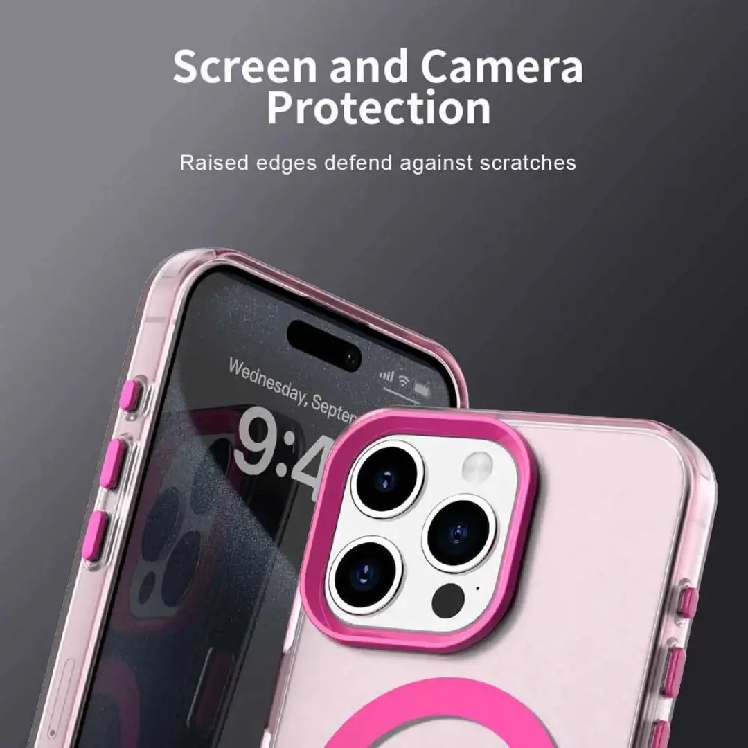 Selected MagSafe Backcover iPhone 15 Pro - Roze & Transparant - afbeelding 6 van 6