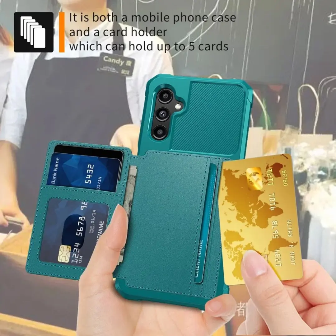 Selected Portemonnee Hoesje Samsung Galaxy A14 - Groen - 4 Pasjes