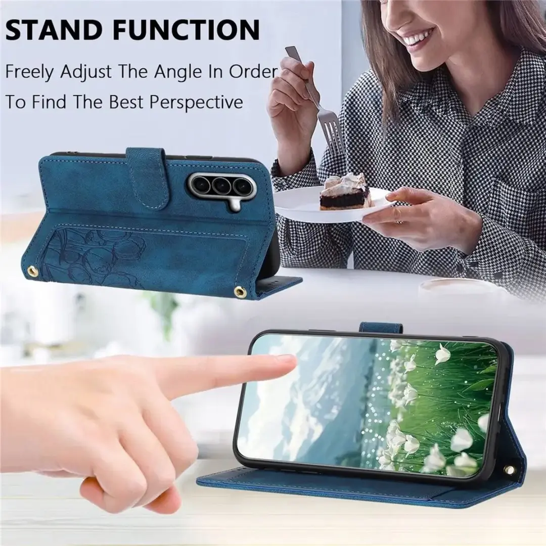 Selected Hoesje Samsung Galaxy A57 Tulpen Book Case - Blauw
