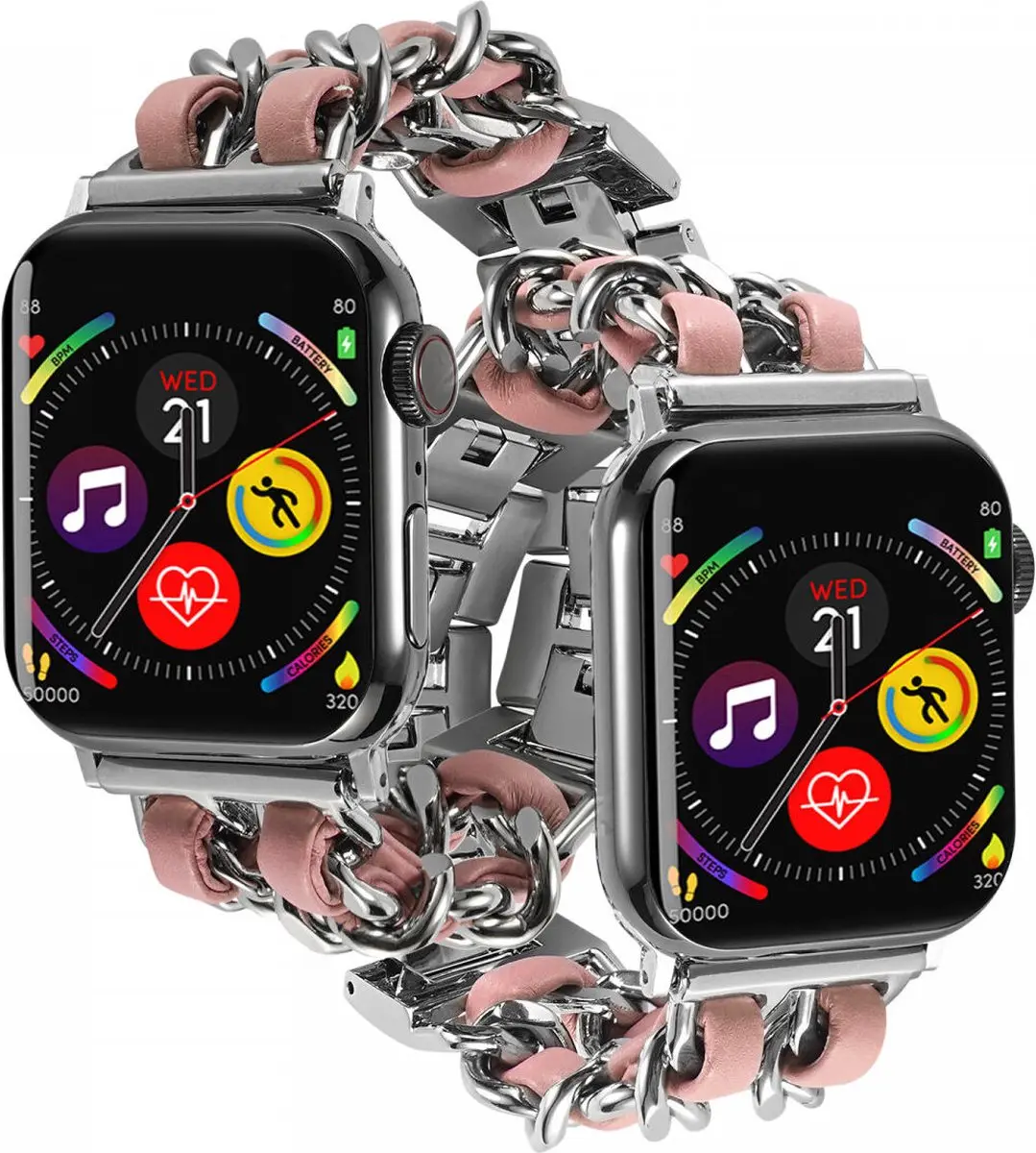 Selected Gevlochten RVS Bandje Apple Watch - Roze
