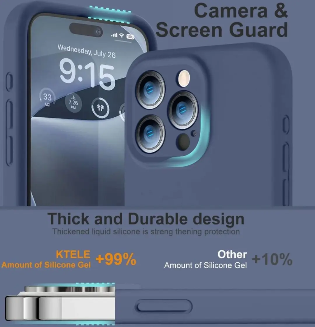 Selected Hoesje iPhone 15 Pro Max Siliconen - Donkerblauw - afbeelding 6 van 6