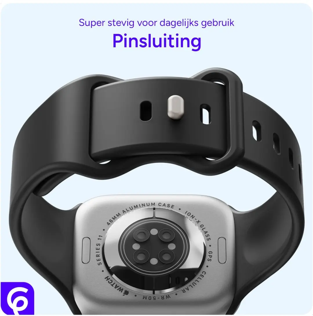 Selected SBG Siliconen Bandje Apple Watch 7 45mm - Zwart