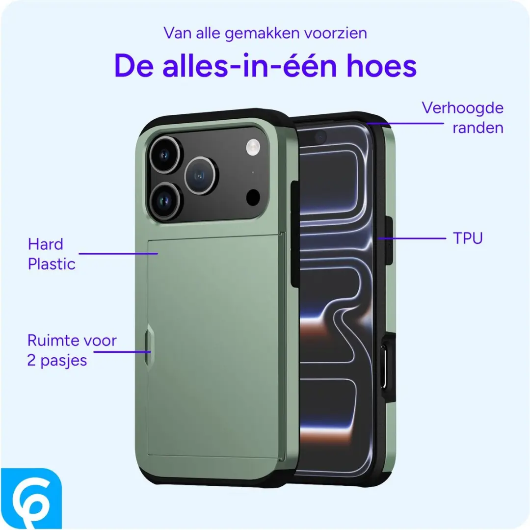 Selected Hoesje iPhone 17 Pro Kaarthouder Groen - 2 Pasjes