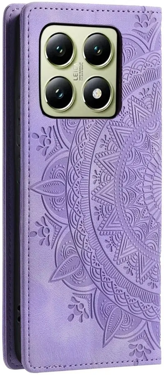 Selected Hoesje Mandala Book Case Xiaomi 14T - Paars - 2 Pasjes