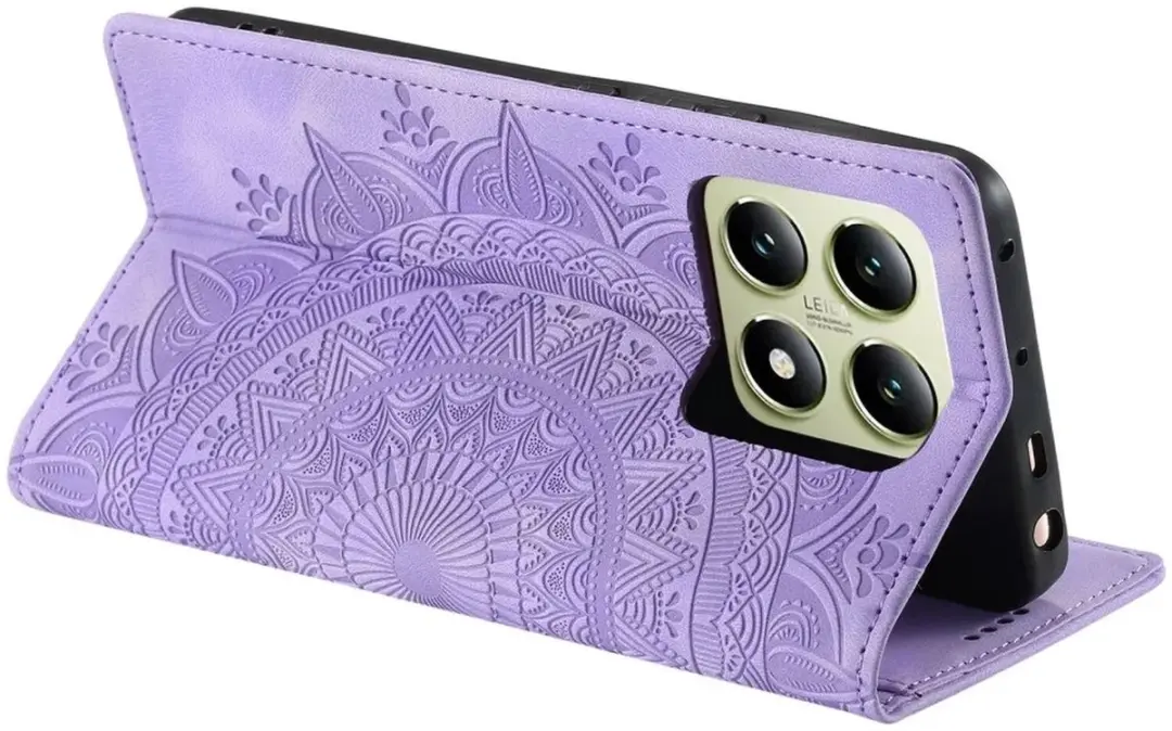 Selected Hoesje Mandala Book Case Xiaomi 14T - Paars - 2 Pasjes