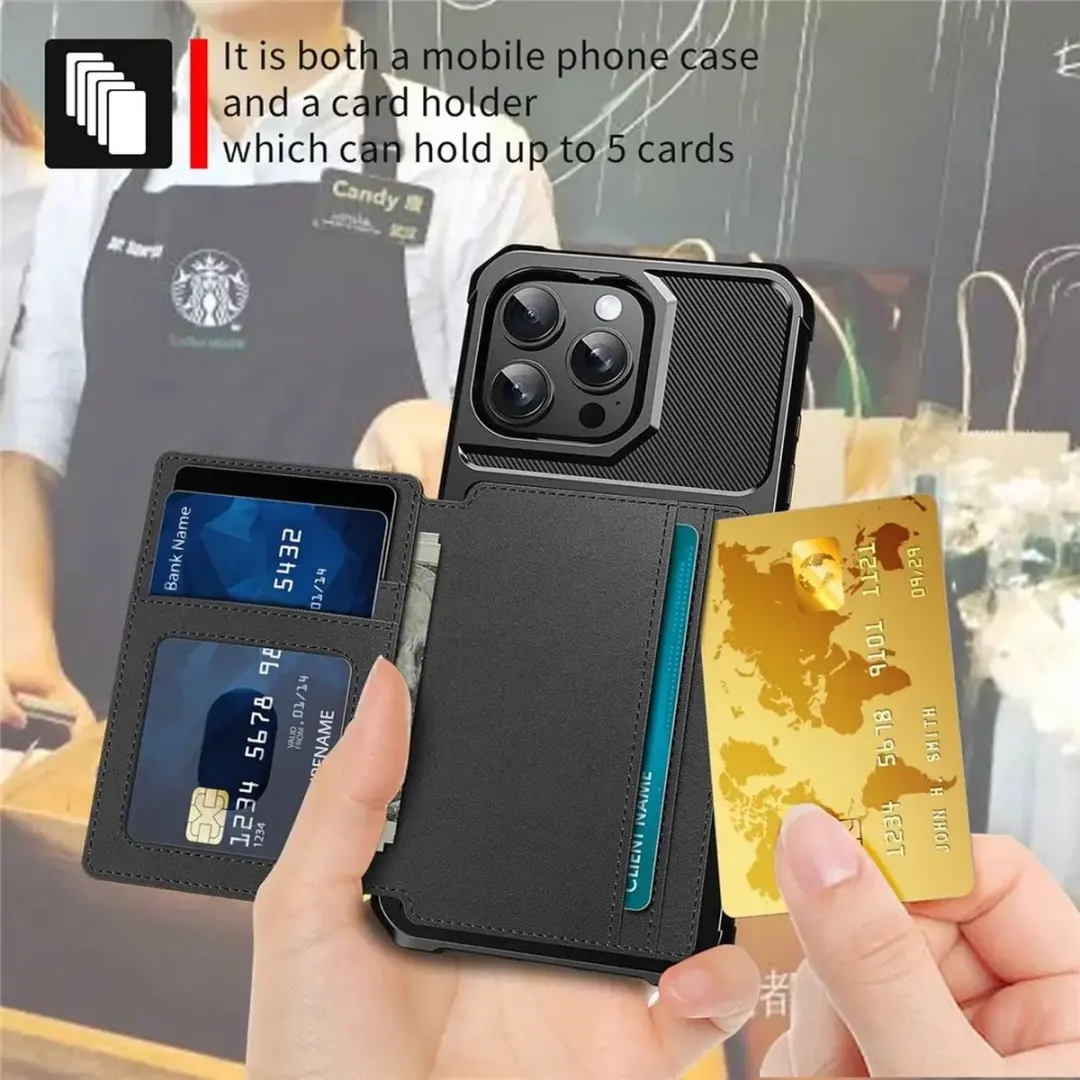 Selected Portemonnee Hoesje iPhone 16 Plus - 4 Pasjes - Zwart