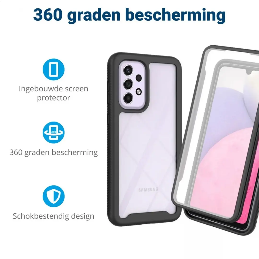 Selected Hoesje Samsung Galaxy A33 - Full Protect Zwart/Transparant