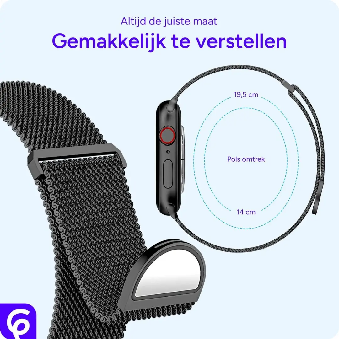 Selected SBG Milanees Horlogebandje Apple Watch 3 Stuks - 42/44/45/46/49mm - Zwart/Blauw/Zilver