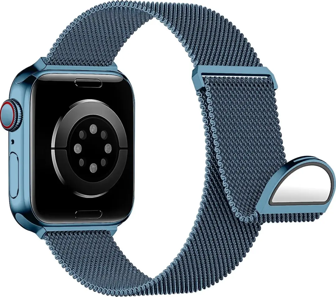 Selected SBG Milanees Horlogebandje Apple Watch 3 Stuks - 42/44/45/46/49mm - Zwart/Blauw/Zilver