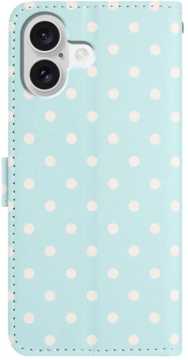 Selected Hoesje iPhone 16 Polka Dot Wallet Book Case - Blauw