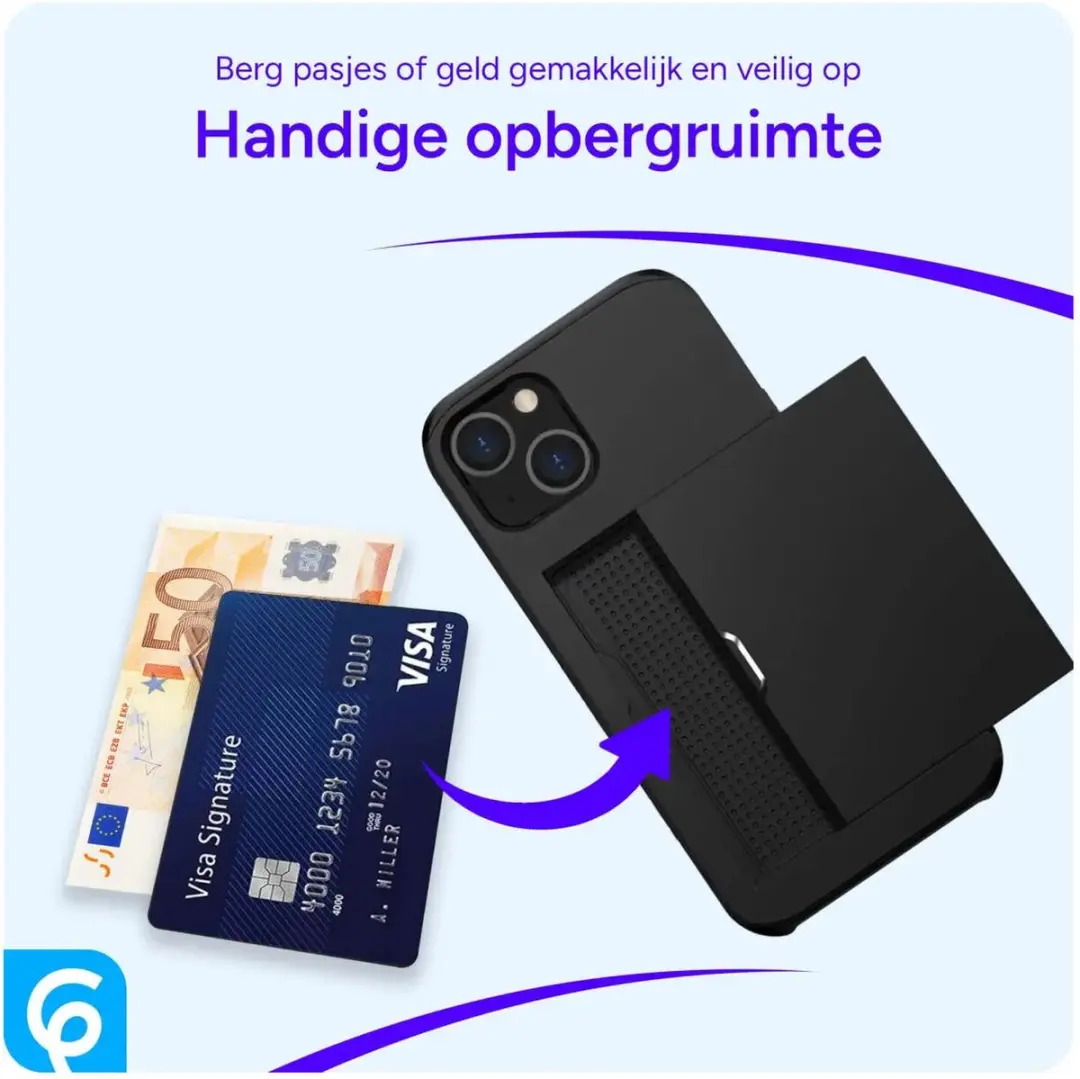 Samsung Galaxy S26 Ultra Hoesje met Kaarthouder - 2 Pasjes - Zwart