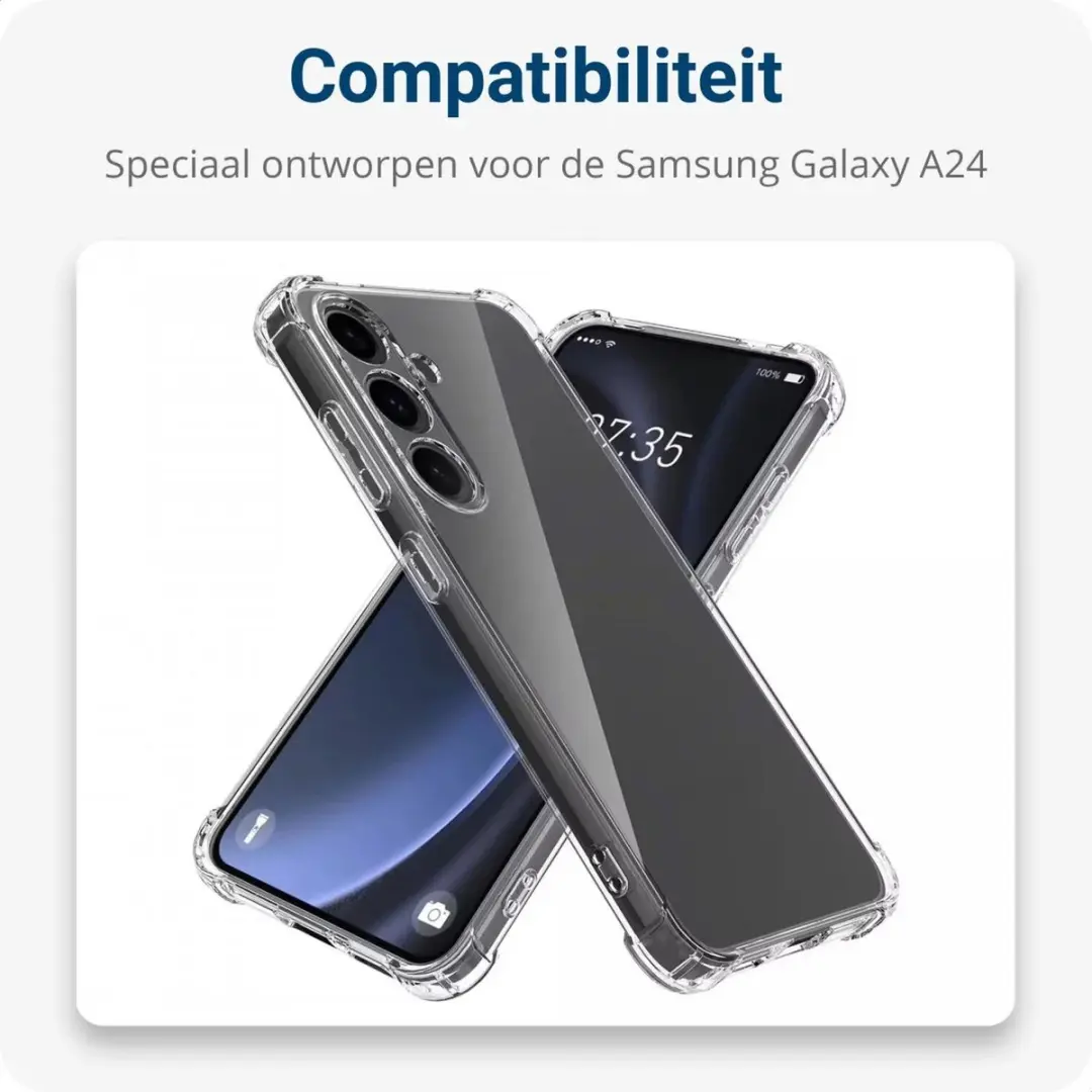 Selected Hoesje Samsung Galaxy A24 Back Cover met Ketting - Transparant