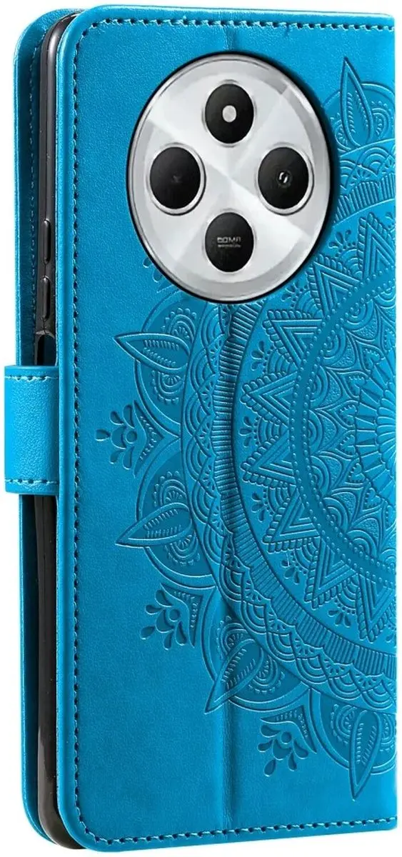 Selected Hoesje Mandala Book Case Xiaomi Redmi 14C - 3 Pasjes - Blauw - afbeelding 6 van 6