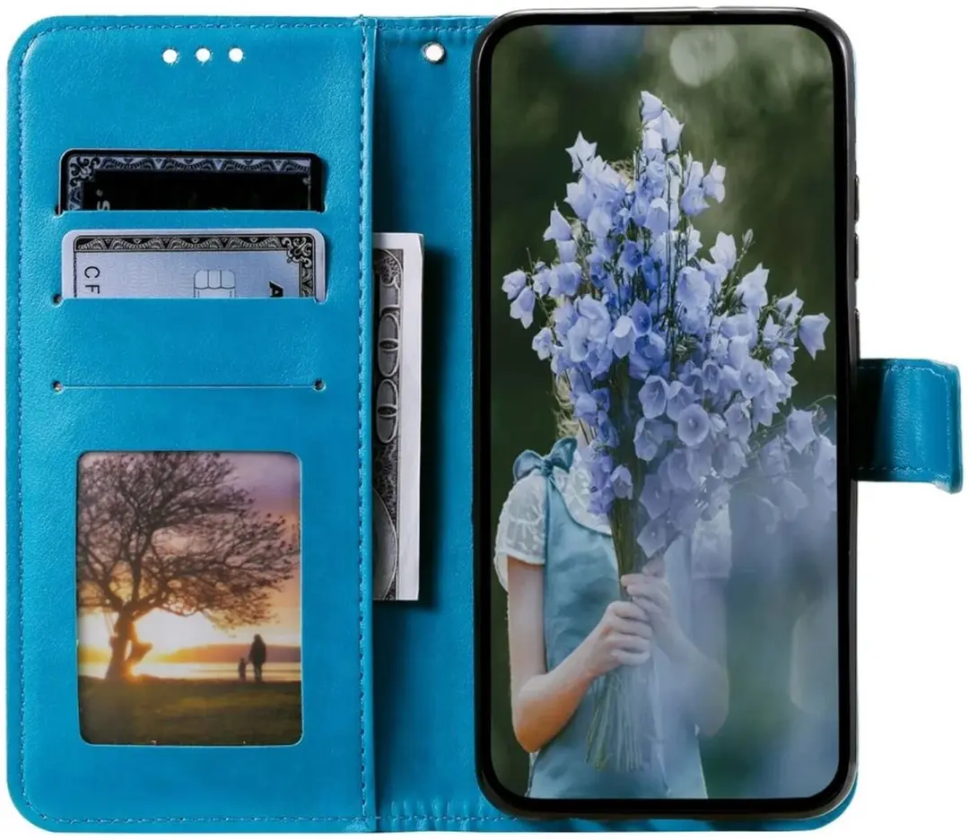 Selected Hoesje Mandala Book Case Xiaomi Redmi 14C - 3 Pasjes - Blauw