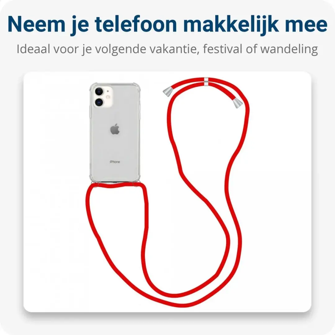 Selected by GSMpunt Hoesje iPhone 11 Rood - TPU met Koord