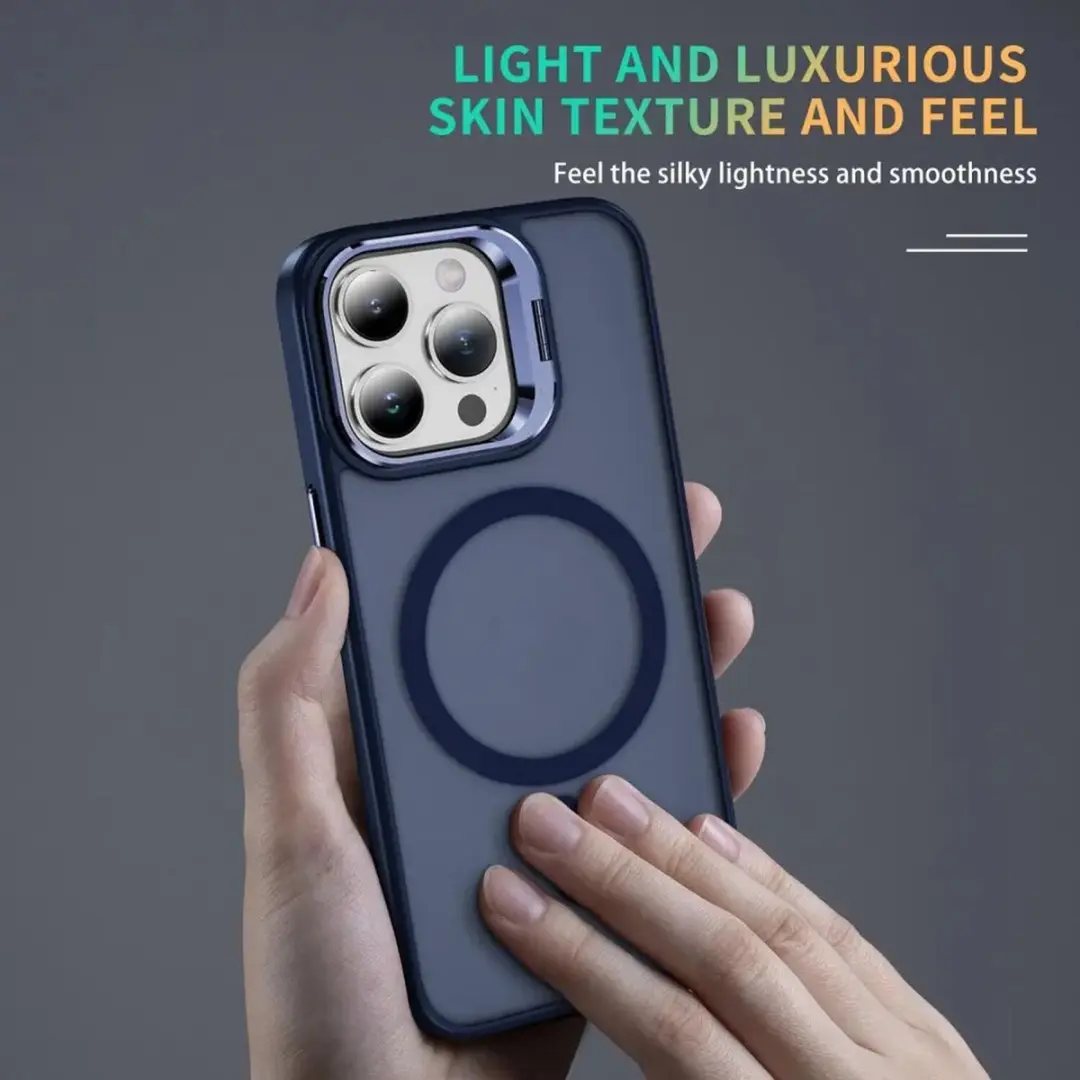Selected Hoesje iPhone 15 Pro MagSafe Blauw - Camera Kickstand
