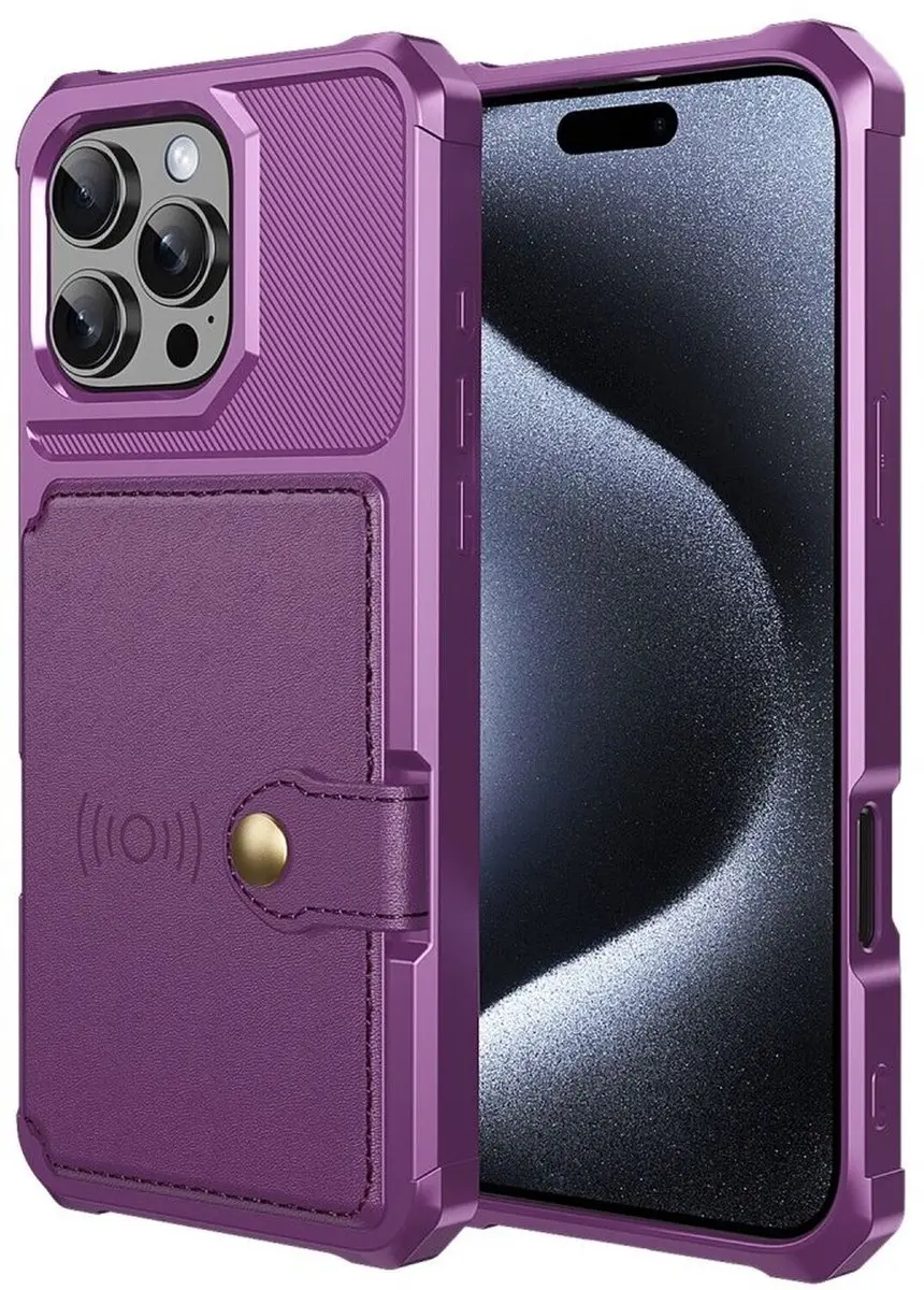 Selected Portemonnee Hoesje iPhone 16 Pro - 4 Pasjes - Paars - afbeelding 6 van 6