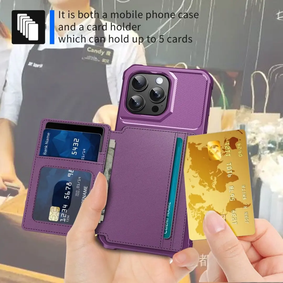 Selected Portemonnee Hoesje iPhone 16 Pro - 4 Pasjes - Paars