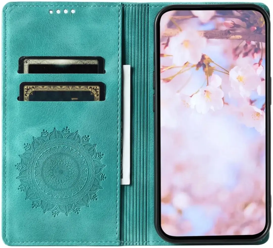 Selected Hoesje Mandala Book Case Xiaomi 14T - Groen - 2 Pasjes