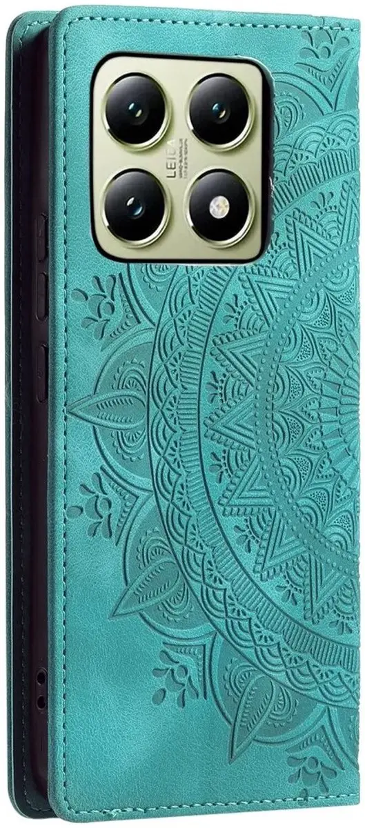 Selected Hoesje Mandala Book Case Xiaomi 14T - Groen - 2 Pasjes