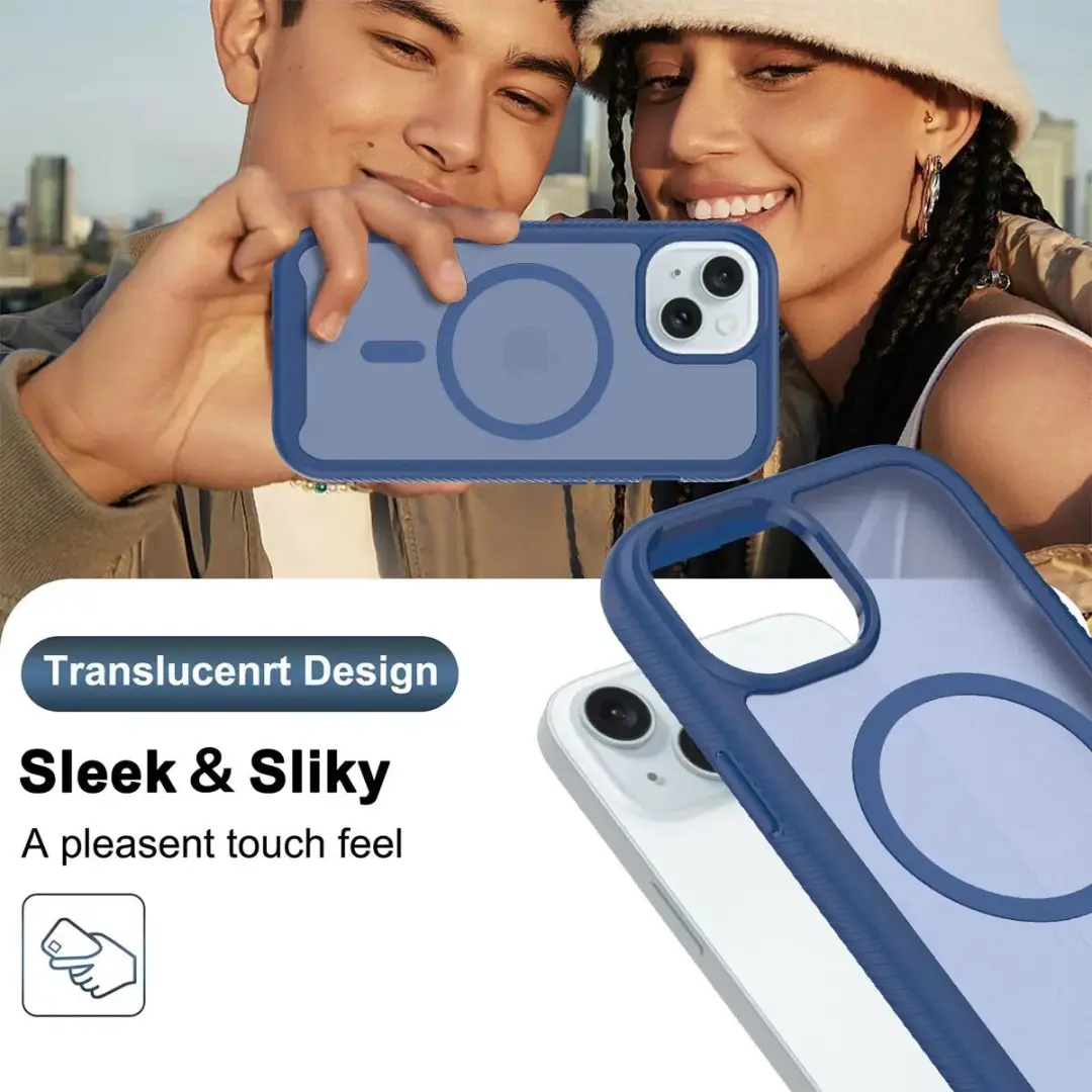 Selected by GSMpunt.nl iPhone 15 Hoesje Matte Blauw - MagSafe