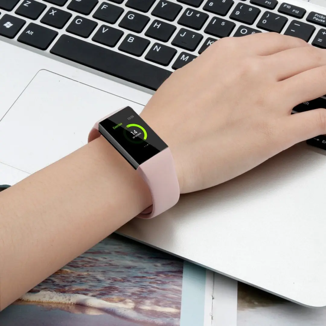 Fitbit Charge 3/4 Siliconen Band Roze - Drukknoop - afbeelding 6 van 6