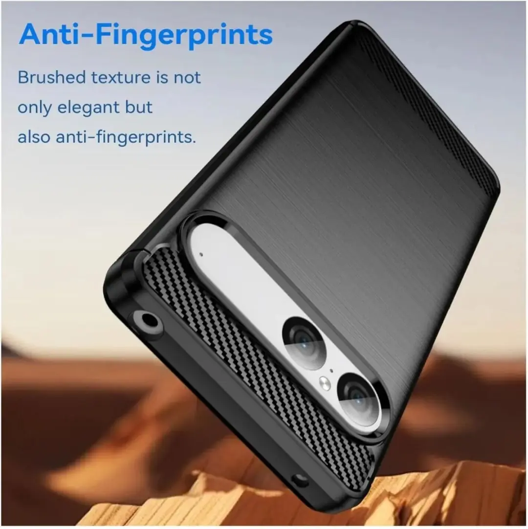Selected Geborsteld TPU Hoesje Sony Xperia 10 VII - Zwart