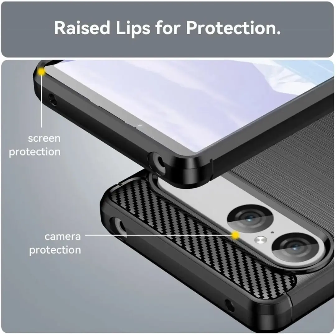 Selected Geborsteld TPU Hoesje Sony Xperia 10 VII - Zwart - afbeelding 6 van 6