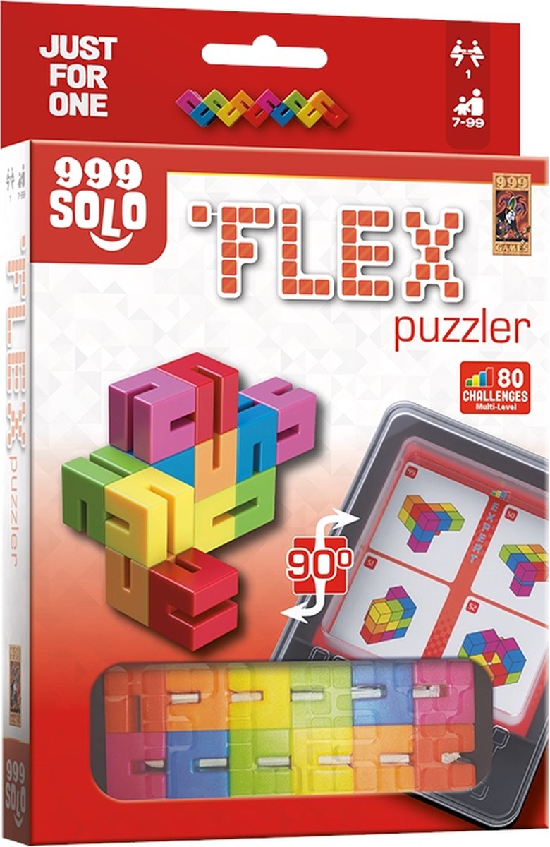 999 Games - Flex Puzzler Original - Breinbreker - Uitdagende puzzel als fidget toy - Stimuleert het ruimtelijk inzicht - Educatief spel - Fidget Toy - Solo spel - Klein cadeautje