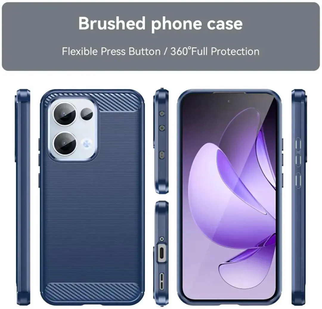 Selected Geborsteld TPU Hoesje Oppo Reno 13 - Blauw