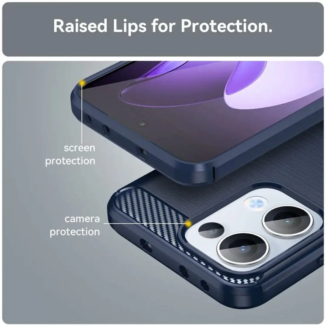 Selected Geborsteld TPU Hoesje Oppo Reno 13 - Blauw