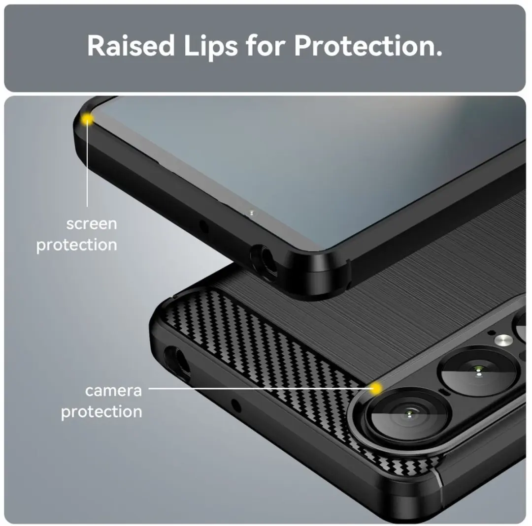 Selected Geborsteld TPU Hoesje Sony Xperia 1 VII - Zwart - afbeelding 6 van 6