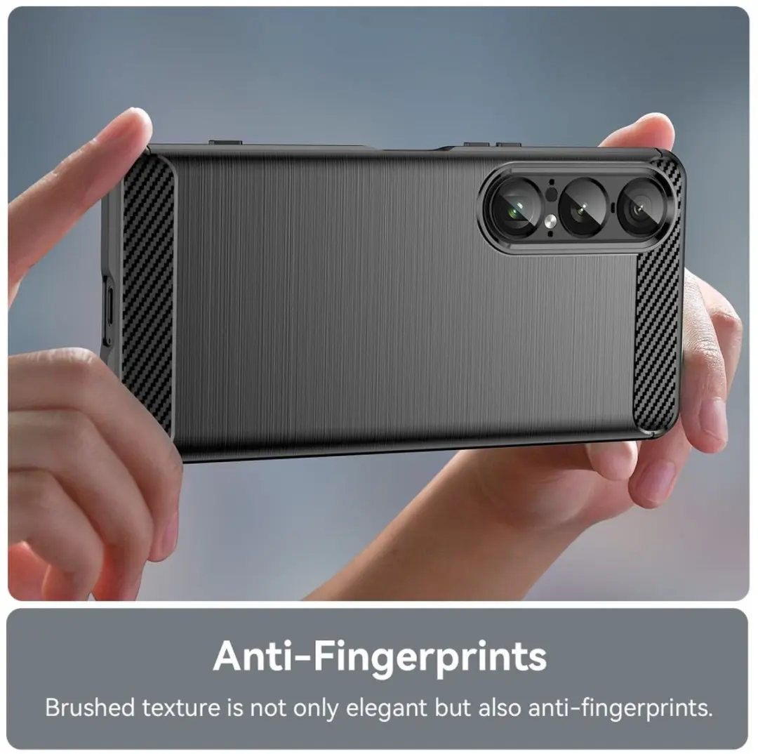 Selected Geborsteld TPU Hoesje Sony Xperia 1 VII - Zwart